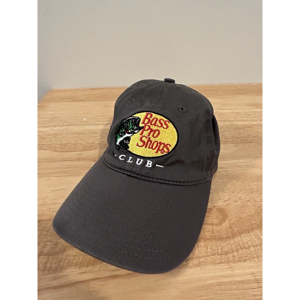 Bass Pro Shops Club Ball Cap Hat Adjustable‎ Gray With Logo